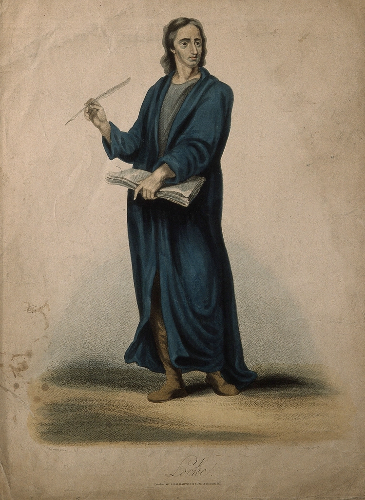 John Locke. Coloured stipple engraving
