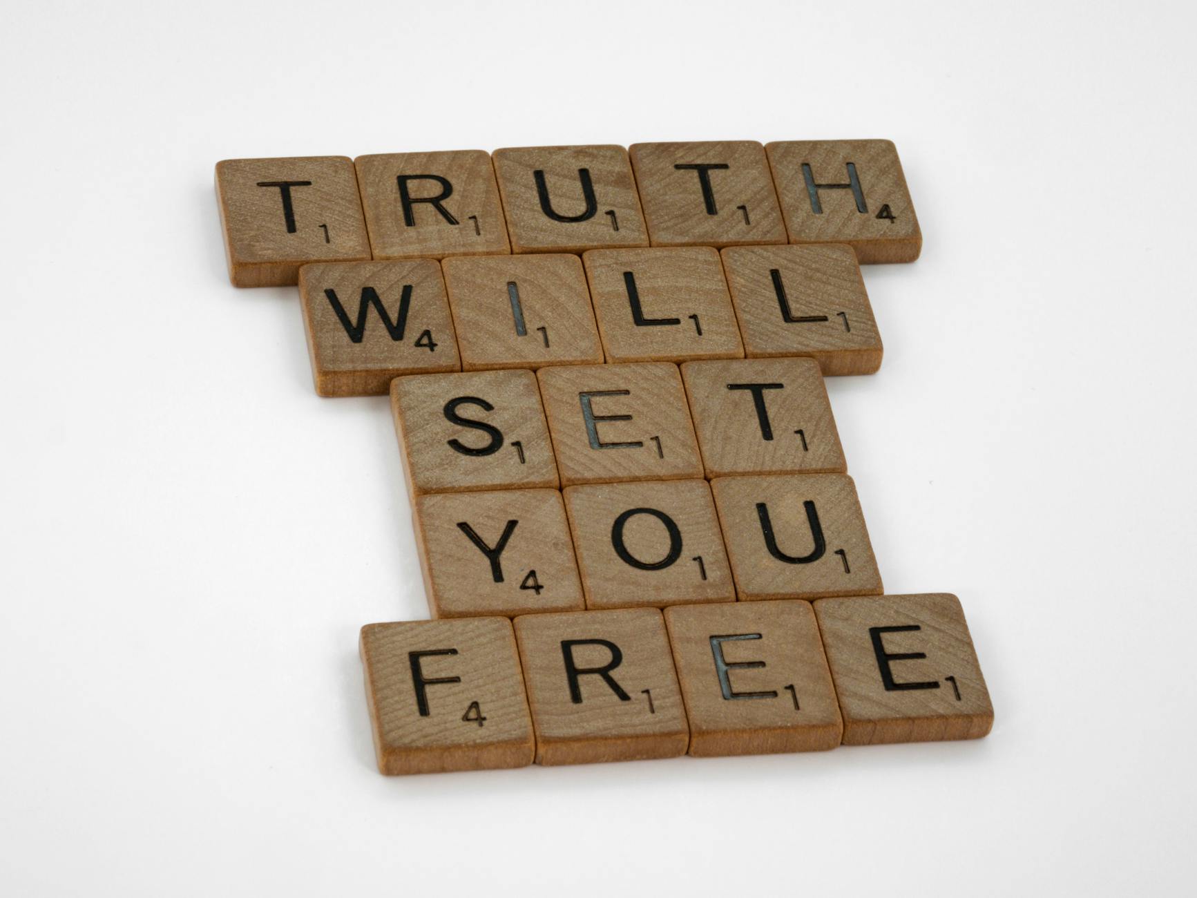 close up shot of scrabble tiles on white surface