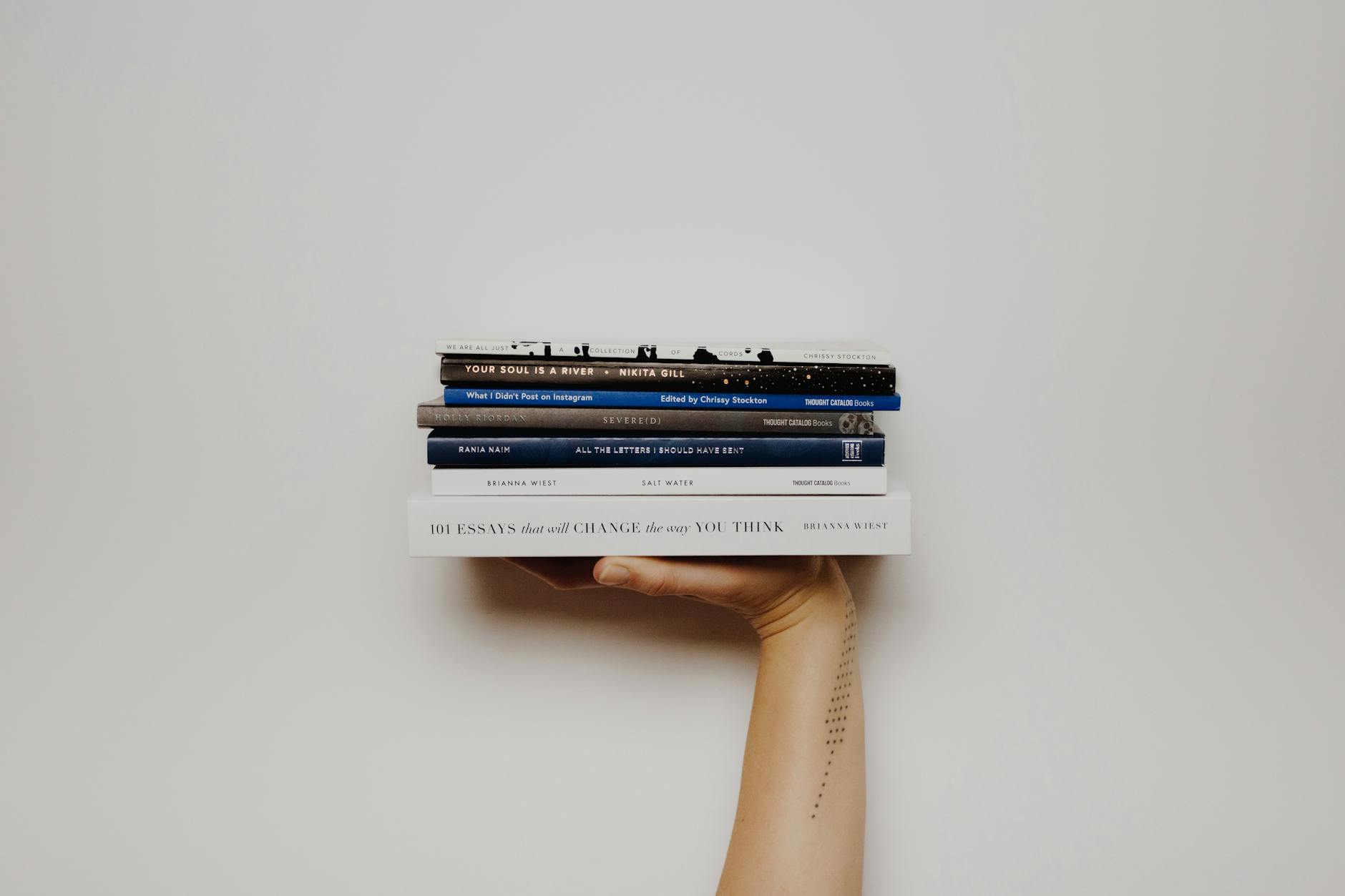 pile of books on hand