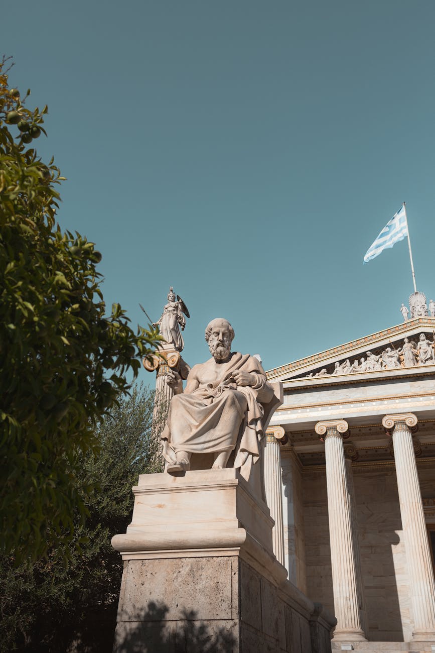 statue of plato at national library of greece
